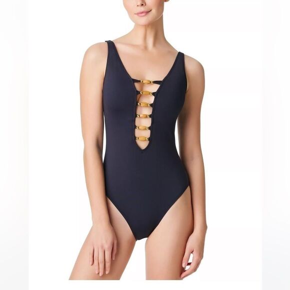 Bleu by Rod Beattie Women's Kore Lace-Up One Piece swimming suit, swimwear 6, 4 - Picture 3 of 14